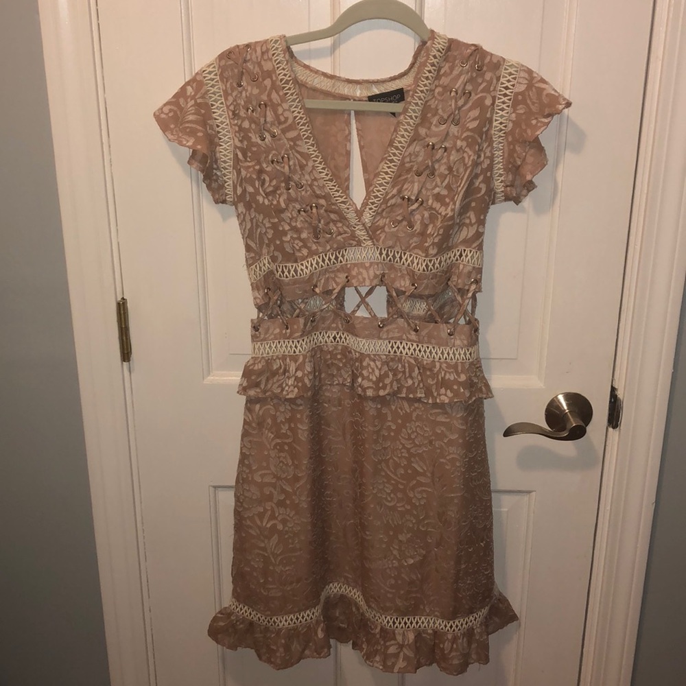Topshop pale pink cutout dress